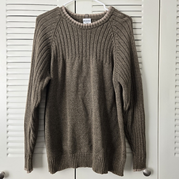 Columbia Men's Brown Ribbed Knit Long Sleeve Crew Neck Sweater Size M - Picture 1 of 6